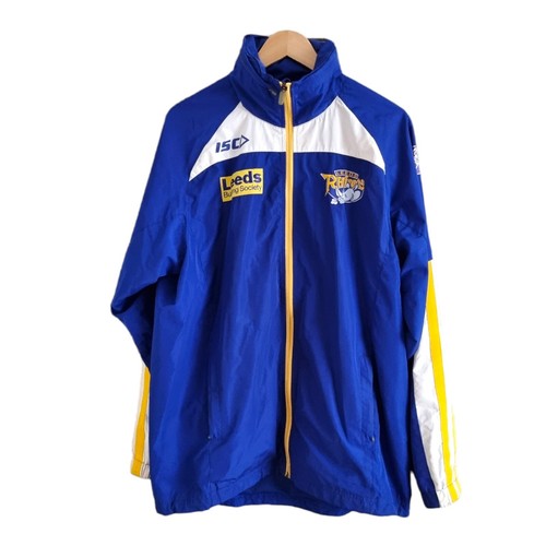 Leeds Rhinos ISC Trainingsjacke Herren Größe Large Windbreaker mit Kapuze blau