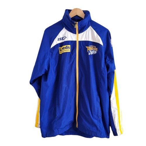 Leeds Rhinos ISC Training Jacket Mens Size Large Windbreaker Hooded Blue - Picture 1 of 9