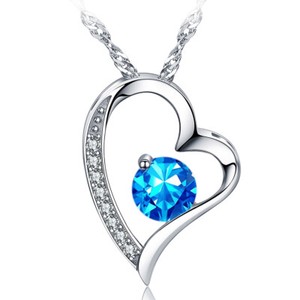 Authentic Birthstone Necklace 14K Gold Plated 1.1Ct Love Heart Pendant Necklace