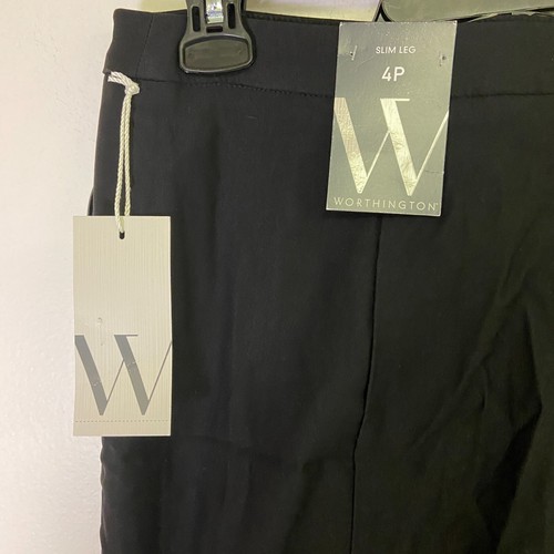 Worthington Women's Slim Leg Pant Trousers Sz 4P Color: BLK - Picture 7 of 12