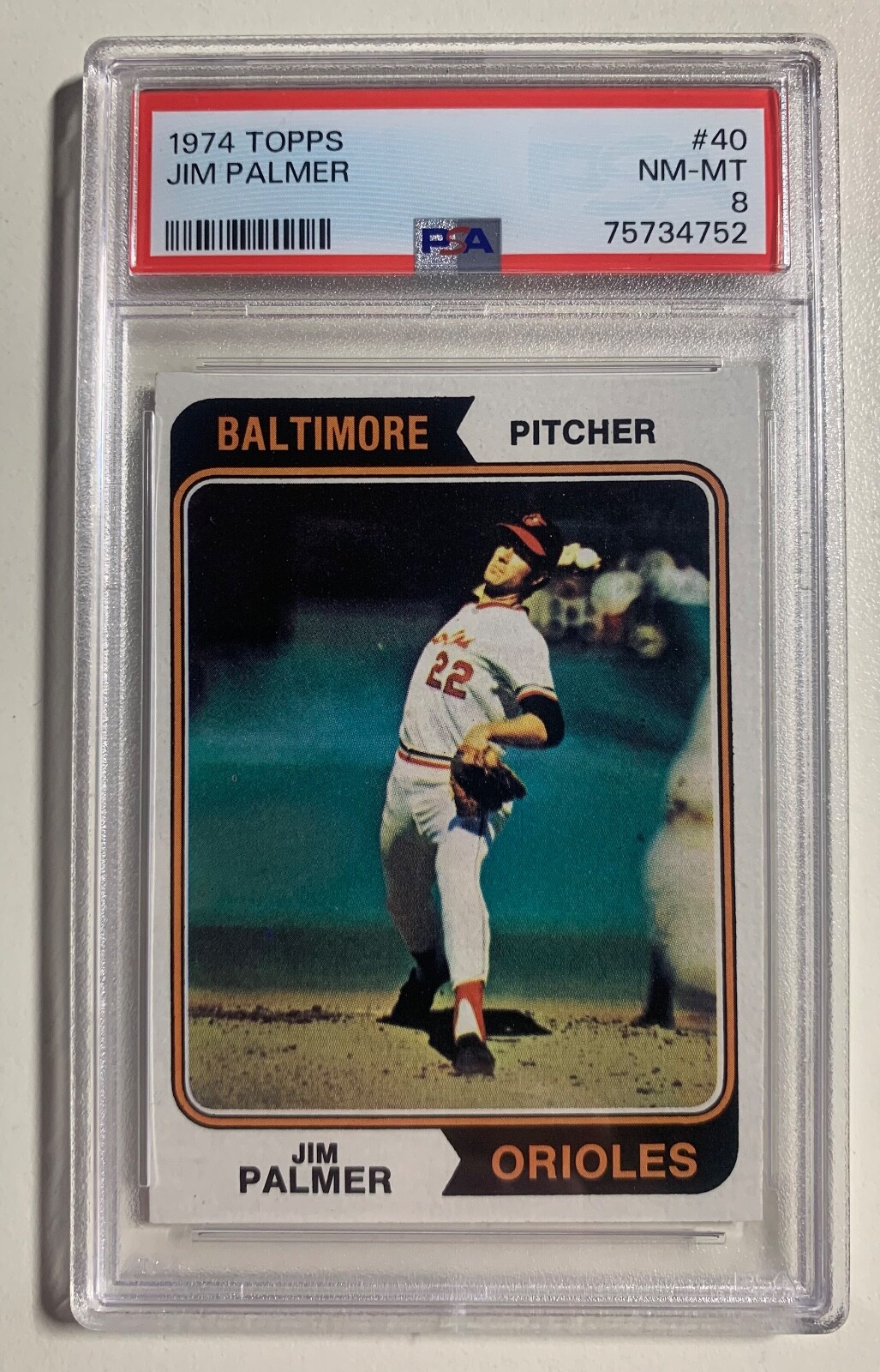 1974 Topps #40 Jim Palmer PSA 8 NM-MT Baltimore Orioles HOF