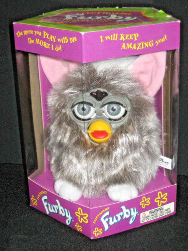 Vintage 1999 Electronic Lt. Gray & White W/ Pink Ears Furby By Tiger  NRFB   CT3 - Picture 1 of 5