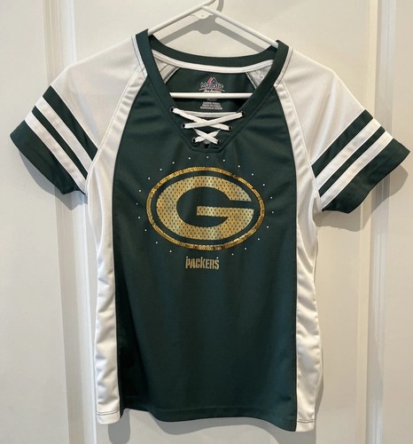 Majestic Green Bay Packers Women’s Jersey SZ Small Gold Accents - Picture 2 of 24
