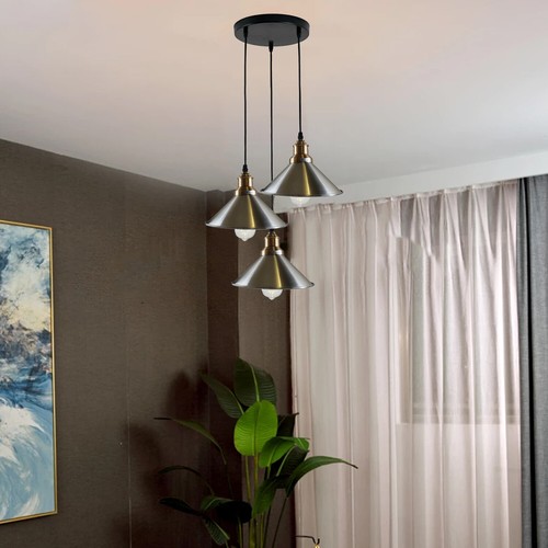 Lampadario a sospensione lampada da soffitto vintage metallo industriale paralume da appendere UK - Foto 23 di 29