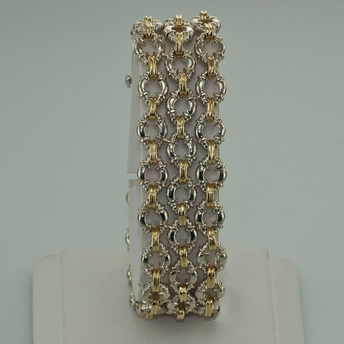 CHARLES KRYPELL BREITES DAMENARMBAND ZWEIFARBIG STERLINGSILBER & 14 K GELBGOLD - Bild 5 von 12