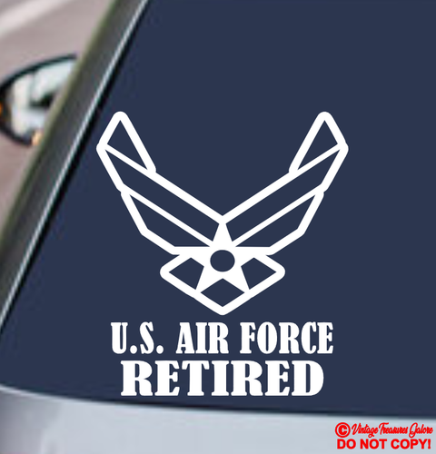 U.S. AIR FORCE RETIRED Vinyl Decal Sticker Car Window Military Combat Veteran - Picture 1 of 6