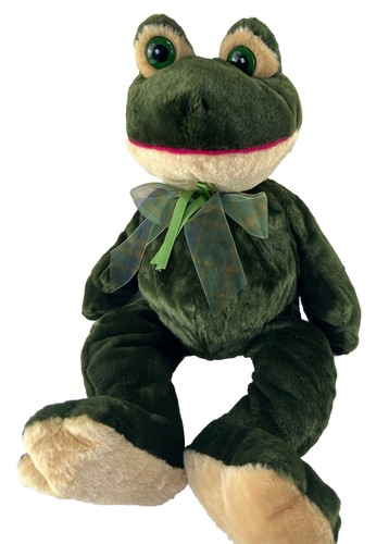 Vintage Kellytoy Large Floppy Stuffed Animal Toad Frog Plush Long Legs Sitting