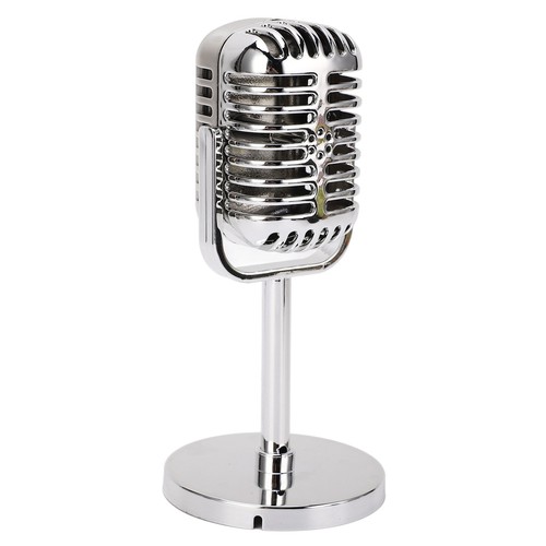 Retro Mic Props Simulation Classic Fake Vintage Mic Prop Model for Bar Silver - Picture 11 of 12