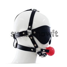 Binding Open Mouth Gags Head Harness Hood Blindhold Mask Adult Slaver Cosplay