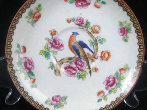 Antique VICTORIA Bohemia Pheasant Cups and Saucers - c.1885-1927 - Picture 5 of 8