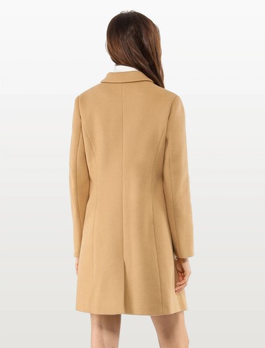 Allegra K Women's Notched Lapel Single Breasted Overcoat XS (Camel) - Picture 2 of 5