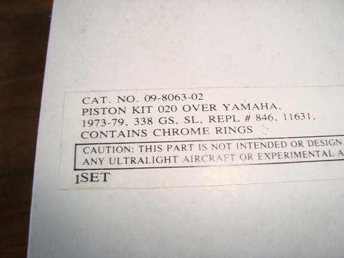 New Piston Kit 09-8063-02 .020 Over Yamaha GP338 60.5mm - Picture 4 of 4
