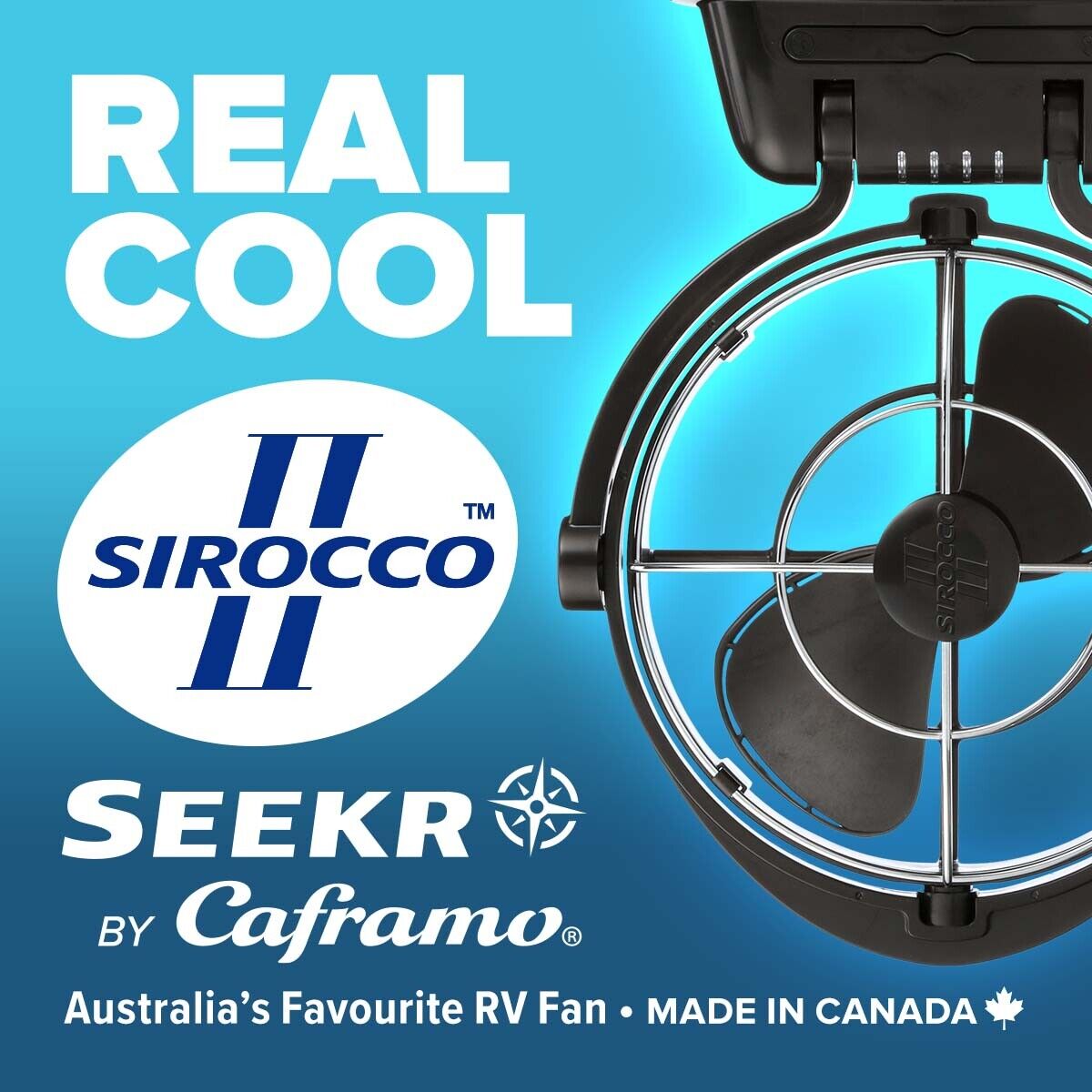 Sirocco II (Black) 12/24V Caravan RV Fan from SEEKR by Caframo Sirocco II (Black) 12/24V Caravan RV Fan from SEEKR by Caframo