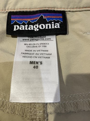 Pantaloncini Patagonia uomo 40 misto nylon marrone escursionismo escursionismo davanti piatto 10 pollici cuciture interne - Foto 7 di 7