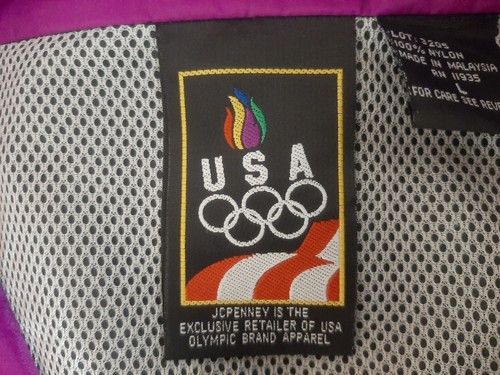 Chaqueta Colorblock JC Penney EE. UU. Olympics para Hombre Talla L Rompevientos Púrpura Negra - Imagen 11 de 12