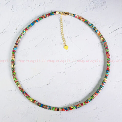 Floral Jasper Choker Delicate Stone Beads Necklace Crystal Dainty Choker - Picture 5 of 12