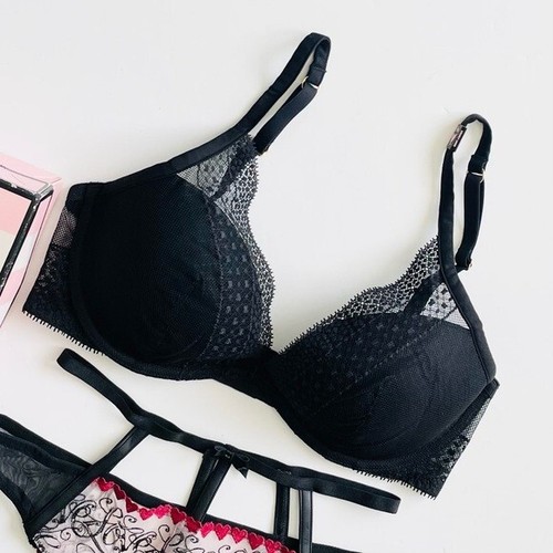 34D PEQUEÑO Victoria’s Secret Sujetador Negro Conjunto Alto Descarado Bragas - Imagen 2 de 6