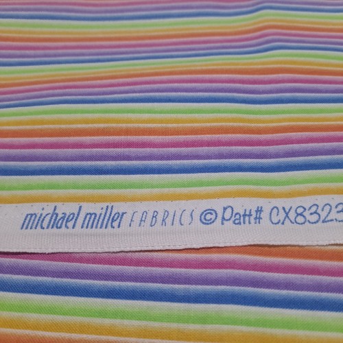 Michael Miller Cotton Quilt Fabric 1 Yd X 44" Rainbow Pastel Mini Stripes - Picture 4 of 5