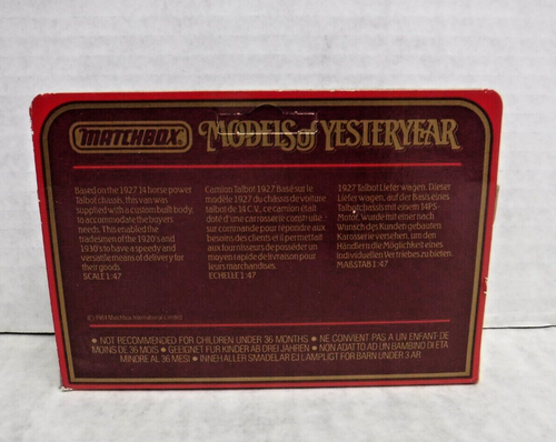 Y-5 1927 Talbot Van Matchbox Models of Yesteryear Diecast Car 112723AST3 - Picture 2 of 2