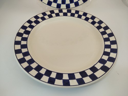 Set of 2 Hartstone Blue Checks 11 1/4" Dinner Plates - Fair Condition - Picture 4 of 12