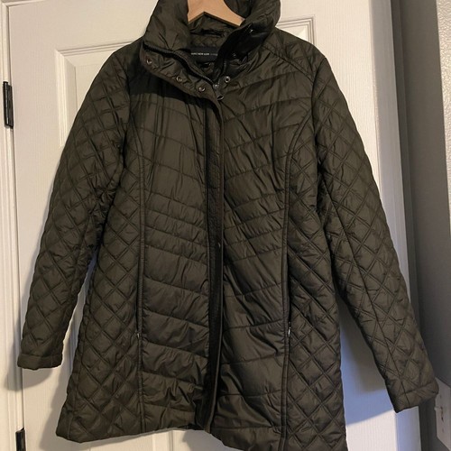 Marc Andrews New York Women's M Olive Quilted Puffer Coat