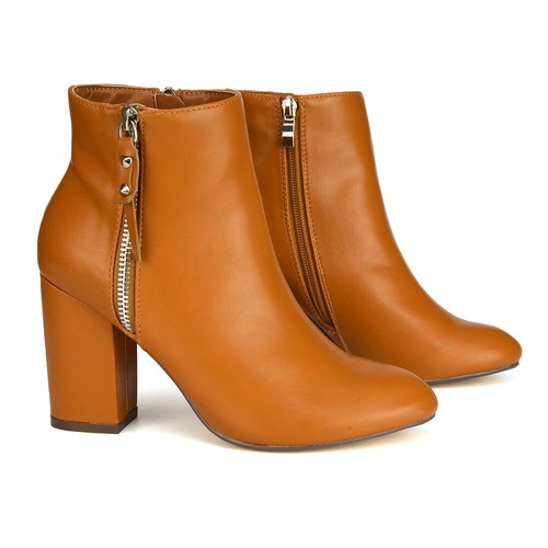 Womens Ankle Boots Block Heel Ladies Zip Party Biker Booties Size 3 4 5 6 7 8 - Picture 12 of 41