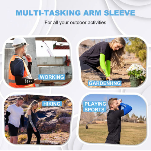 2 Pairs Cooling Arm Sleeves Cover UV Sun Protection Outdoor Sports For Men Women - Picture 12 of 23