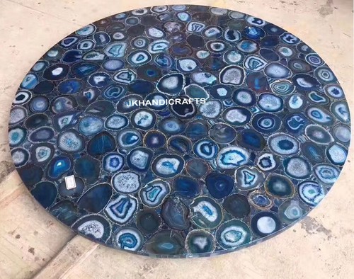 24" Gemstone Round LED Table Coffee console Table Top Hallway Home Decor - Picture 2 of 4