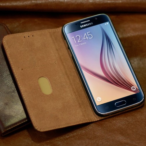 Premium Smartphone Cover für Apple/Samsung Handy Schutz Hülle Case Tasche braun - Picture 3 of 12