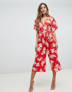 red jumpsuit culotte