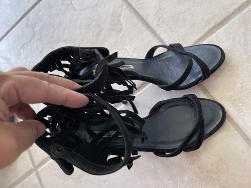 Manolo Blahnik SEXY HIPPIE FRINGES ANKLE BLACK SUEDE Carolyne STILETTO SHOES 38 - Picture 3 of 8