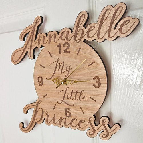 custom personalised laser cut engraved wood wooden clock name word number letter - Picture 7 of 10
