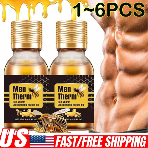 Bee Venom Gynecomastia Heating Oil, Men Therm Bee Venom, for Chest~US