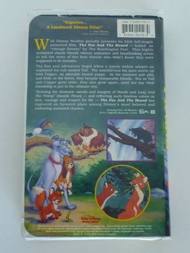 The Fox and the Hound Black Diamond Walt Disney Classic VHS Animated Movie Video - Picture 3 of 12