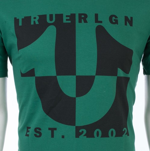 $69 TRUE RELIGION Green HORSESHOE SPLIT Short Sleeve Designer Graphic T-shirt - Picture 6 of 7