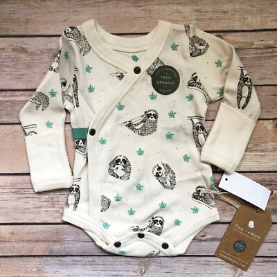 Finn Emma Baby Short Sleeve One Piece Bodysuit 100/% Organic Cotton Sloth New