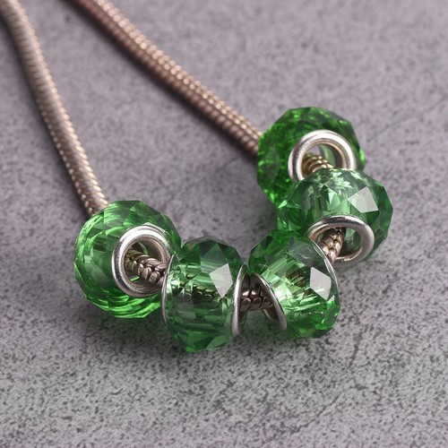 5pcs 14mm Rondelle Faceted Lampwork Glass European Charm Big Hole Beads DIY Lot - Bild 15 von 34
