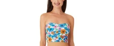 MSRP $20 California Waves Womens Floral Long-Line Bandeau Top White Size Large
