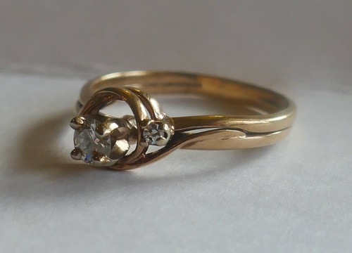 Vintage 14K Yellow Gold Diamond Ring Size 8 - TCW 0.23 - Picture 7 of 10