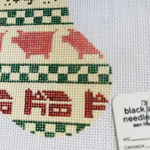 Medias de lona vintage pintadas a mano 1984 con patrón de punta de aguja granja cerdo pollo - Imagen 4 de 7