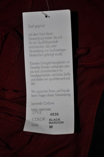 Mittealter Kleid LARP Leonardo Carbone 100% Viscose Größe M Schwarz Rot - Picture 3 of 3
