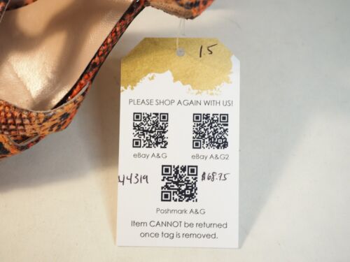 Stuart Weitzman Orange & Black Snakeskin Strappy Leather Peep Toe Heels, Size 8 - Picture 12 of 12