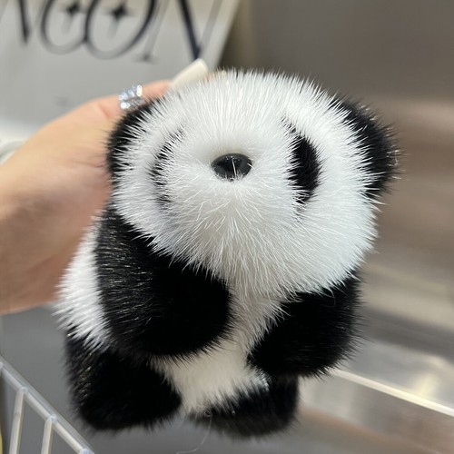 Lindo Panda Piel de Visón Real Llaveros Coche Llavero Bolsa Colgante Niños Peluche Oso Juguete - Imagen 2 de 19