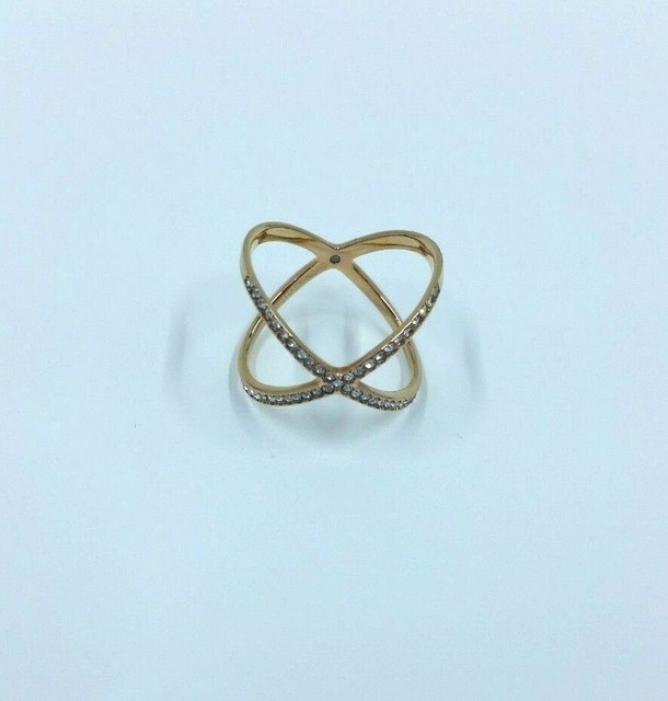Michael Kors Brilliance Statement X Cross Ring Pave Goldtone Michael Kors Brilliance Statement X Cross Ring Pave Goldtone