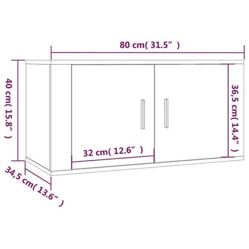 NNEVL Wall Mounted TV Cabinet Sonoma Oak 80x34.5x40 cm - Picture 11 of 11