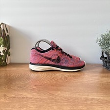 Nike Flyknit Lunar 3 698182-801 Pink Athletic Running Shoes Women's Size US 7
