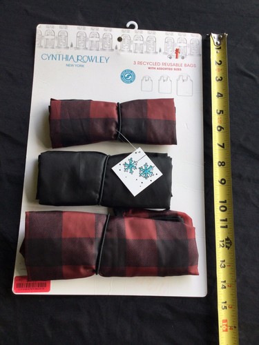 CYNTHIA ROWLEY HEART REUSABLE BAGS Set Of 3 Recycled Material NEW - Picture 5 of 18