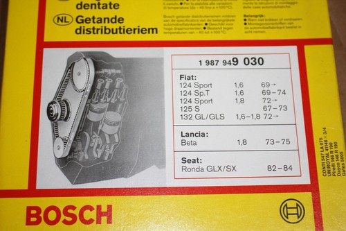 ORIGINAL FIAT 124 SPORT 132 GL LANCIA BETA SEAT ENGINE TIMING BELT BOSCH NEW OEM - Picture 6 of 6