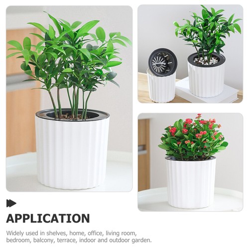 4 Pcs Self Priming Lazy Basin Watering Planter Flower Pot Office - Picture 2 of 12