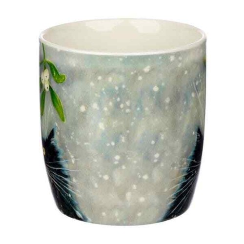 Kim Haskins Katze Porzellan Becher, schwarz weiß Ingwer Mistelkranz Schneemann Geschenk - Bild 20 von 56